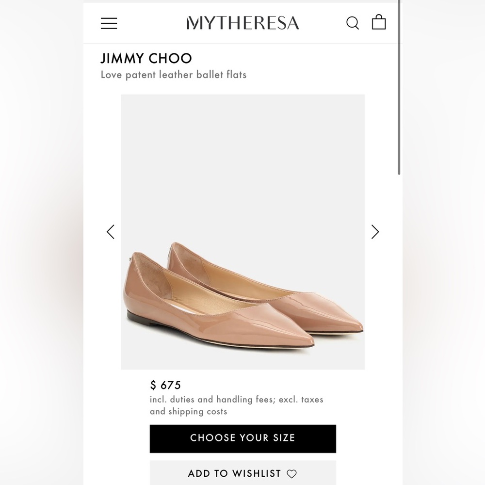 JIMMY CHOO Love patent leather ballet flats in powdered pink